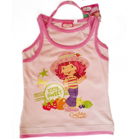 Camiseta Tarta de Fresa Doble Tirante Rosa