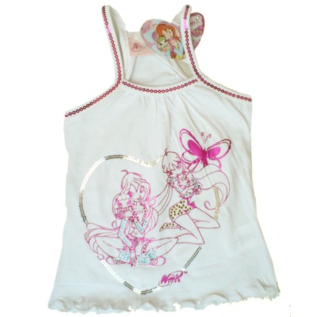 Top Tirantes Winx Club lentejuelas Blanco