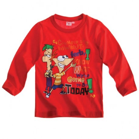 Camiseta Phineas & Ferb m/l roja