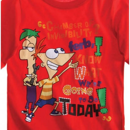 Camiseta Phineas & Ferb m/l roja