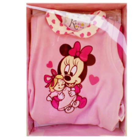 Vestido niña Minnie Terciopelo Bordado 2 piezas Baby Dress en caja