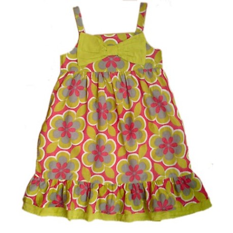 Vestido Estampado  Retro Flores Pistacho Rosa