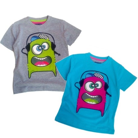 Camiseta Minoti Face Azul / Gris