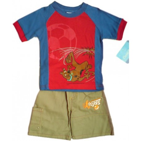 Conjunto SCOOBY DOO Bermuda + Camiseta  FUTBOL Azul Grana