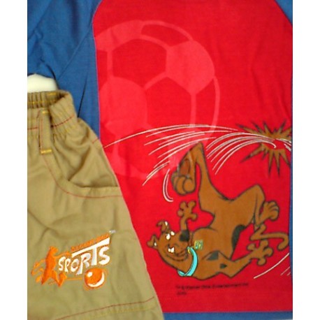 Conjunto SCOOBY DOO Bermuda + Camiseta  FUTBOL Azul Grana