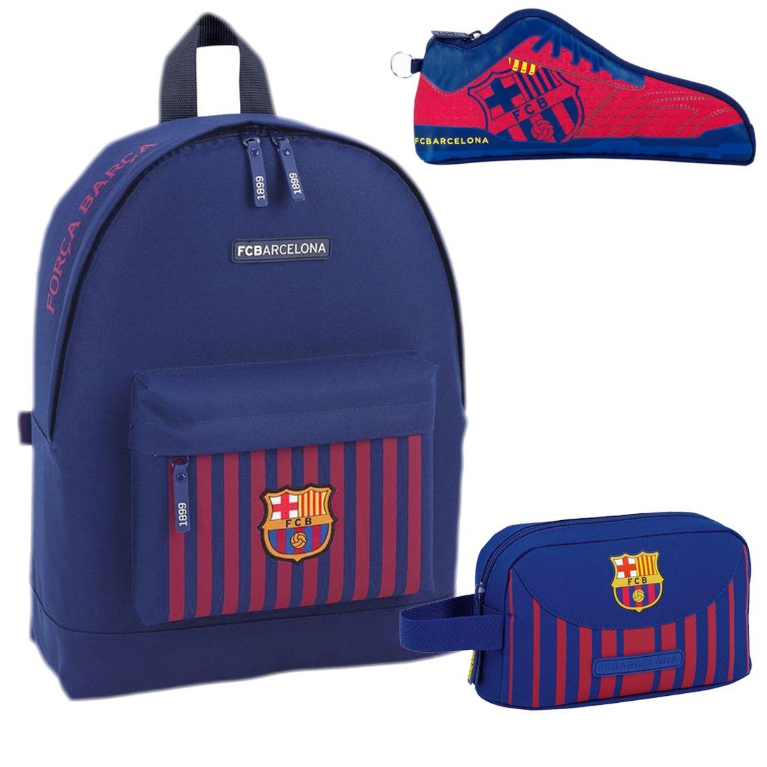 Mochila FC Barcelona 43x32x15cm con Estuche Backpack School with Pencilcase - MiniOutlet