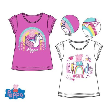 Pack of two Peppa Pig Girls T-shirt Glitter Short Sleeve