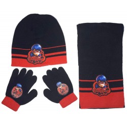 Miraculous Ladybug Winter Beanie Hat Set with Neck Scarf and gloves