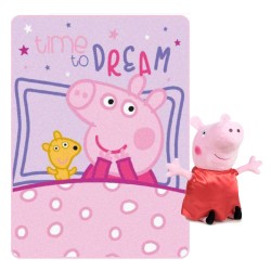 Peppa Pig Fleece Blanket with Push Figure Official
