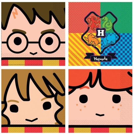 Pack Fiesta Harry Potter Platos Cumpleaños Vasos Servilletas y Bolsas Chuches Licencia Oficial