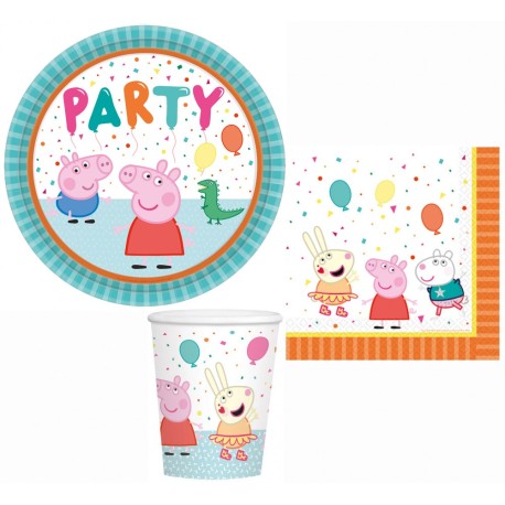 Peppa Pig Decoracion Cumpleaños Pack Fiesta 16 Invitados Globos Mantel Platos Vasos Servilletas Diseño Oficial