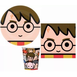 Pack Fiesta Harry Potter Platos Cumpleaños Vasos Servilletas y Bolsas Chuches Licencia Oficial