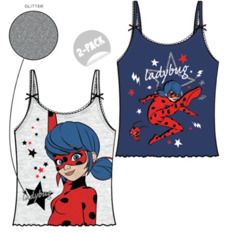 Camiseta Miraculous Ladybug Glitter Tirantes Pack 2 und Gris Azul