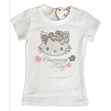 Camiseta CHARMMY KITTY Apliques Tachuelitas Blanco
