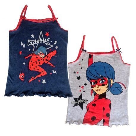 Camiseta Miraculous Ladybug Glitter Tirantes Pack 2 und Gris Azul