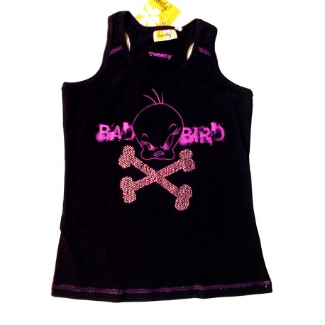 Camiseta TWEETY con brillantes Negro BAD BIRD