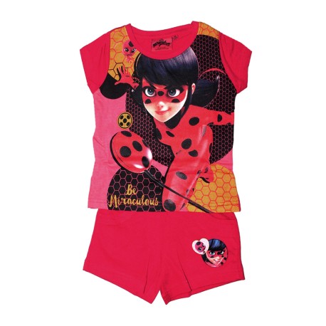Conjunto Verano Niña Miraculous  Ladybug Camiseta y Short Pijama Corto Algodón