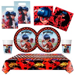 Pack Fiesta Miraculous Ladybug Platos Vasos Servilletas Bolsas Decoracion Cumpleaños